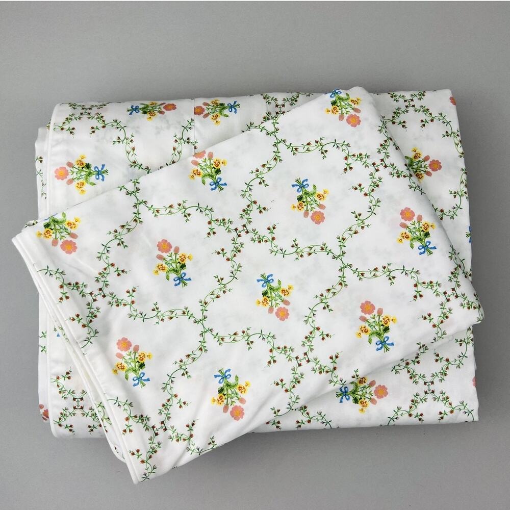 Hill House Home Sheet Set QUEEN Pastel Trellis Floral English Garden NWOT